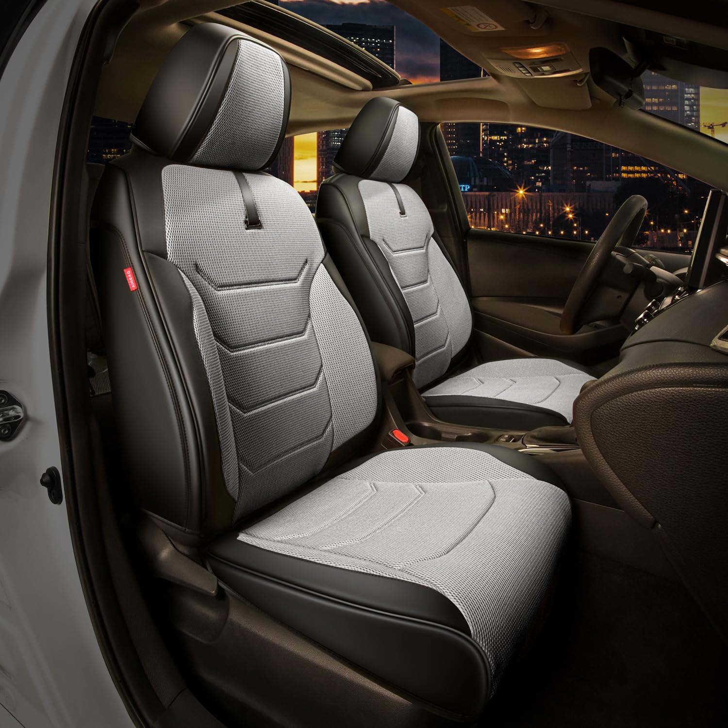 CAAP DRIVEN スポーツシリーズ レザーレット 前列セット シートカバー ユニバーサル 車 トラック SUV グレー/ブラック CA-SC-Sport-F-GY