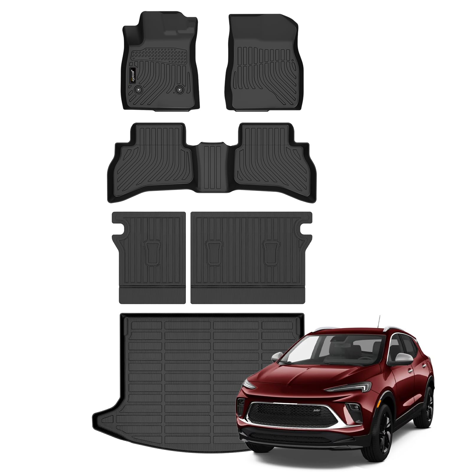 2020-2024用カーフロアマット 全天候型マット フルセット 防水フロアライナー カスタムフィット アンコール GX AWD アクセサリー ブラック (フロアマット&リアシートバックマット&カーゴライナー)