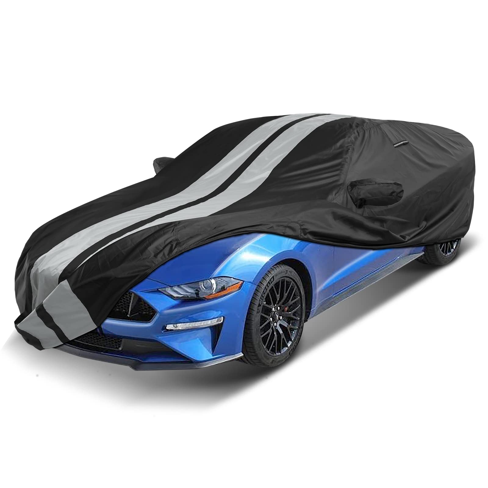 iCarCover カスタムカーカバー ダッジチャレンジャー SXT、GT、ヘルキャット、スキャットパック、SE、R/T、SRT、SRT8、T/A防水全天候雨雪UVサンプロテクターフルエクステリア屋内屋外(2008-2024年対応)