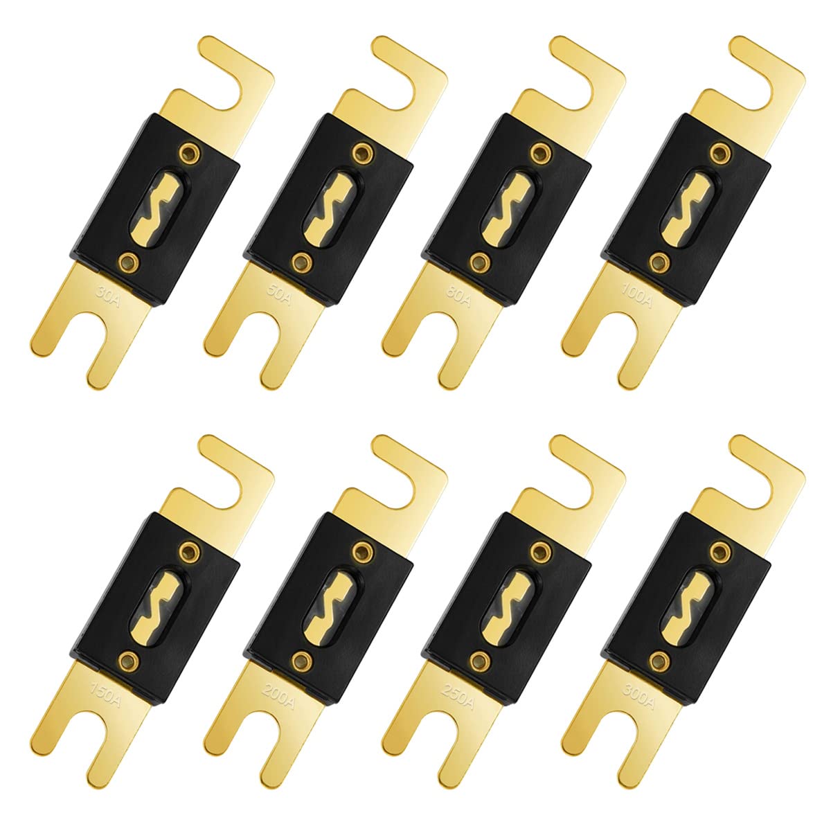 ヒューズ金メッキANLブレードヒューズ30A50A 80A 100A 150A 200A 250A300Aカーオーディオ/ビデオシステム用|いいものばかり
