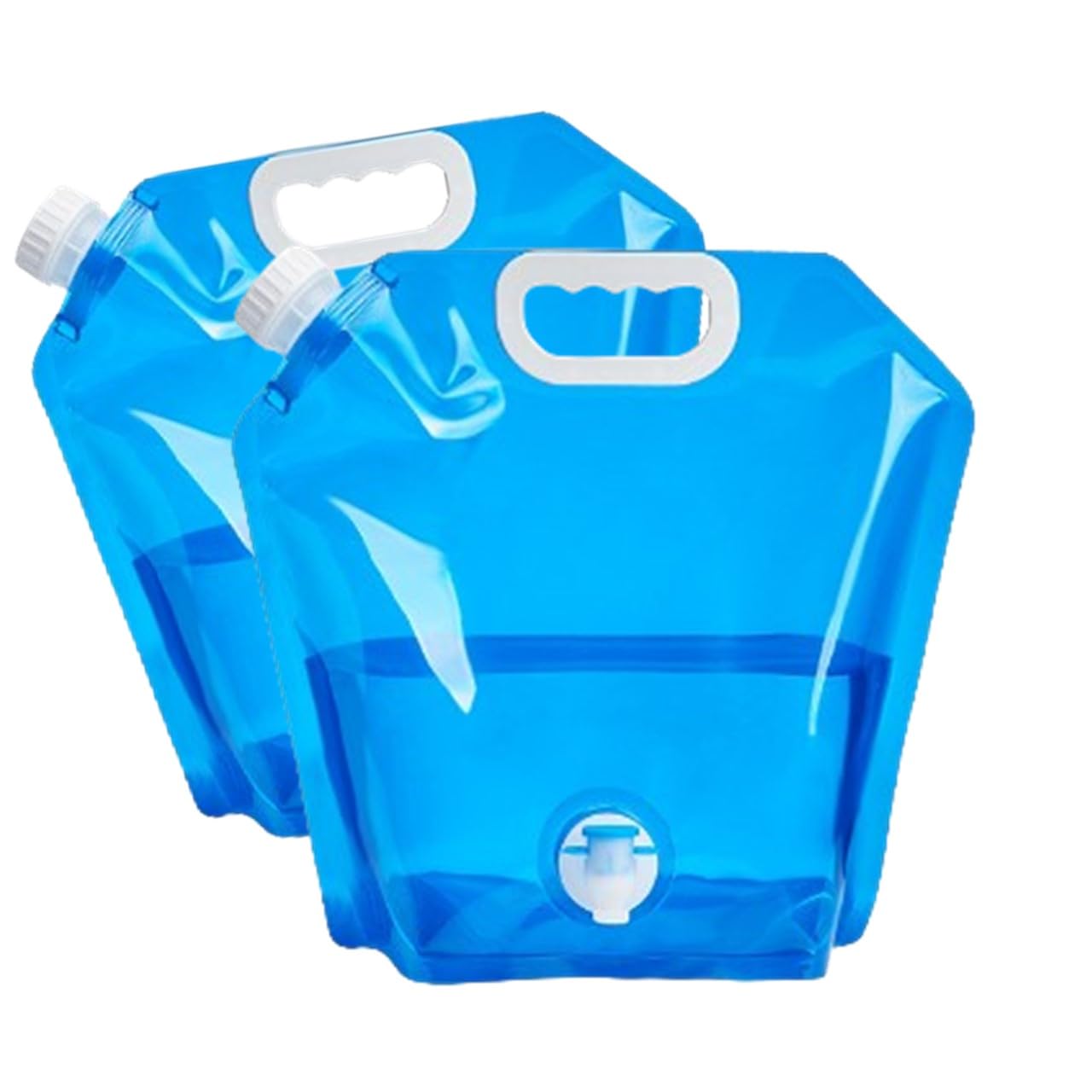 ウォータータンク 折りたたみ水袋 2個セット 給水バッグ 蛇口式コック付 大容量 5L/10L 軽量 ?水タンク 無臭 コンパクト ポリタンク 持ち運べる キャンプ 旅行 防災 登山 アウトドア用 ポケットタンク (10?,クリア)｜いいものばかり