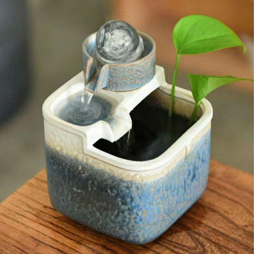 インテリア卓上噴水 置物 USB水ポンプ 室内噴水 装飾品 デスクトップの装飾品 リビングルーム デスクトップの噴水 流れる水の装飾品 噴水装飾 卓上置物