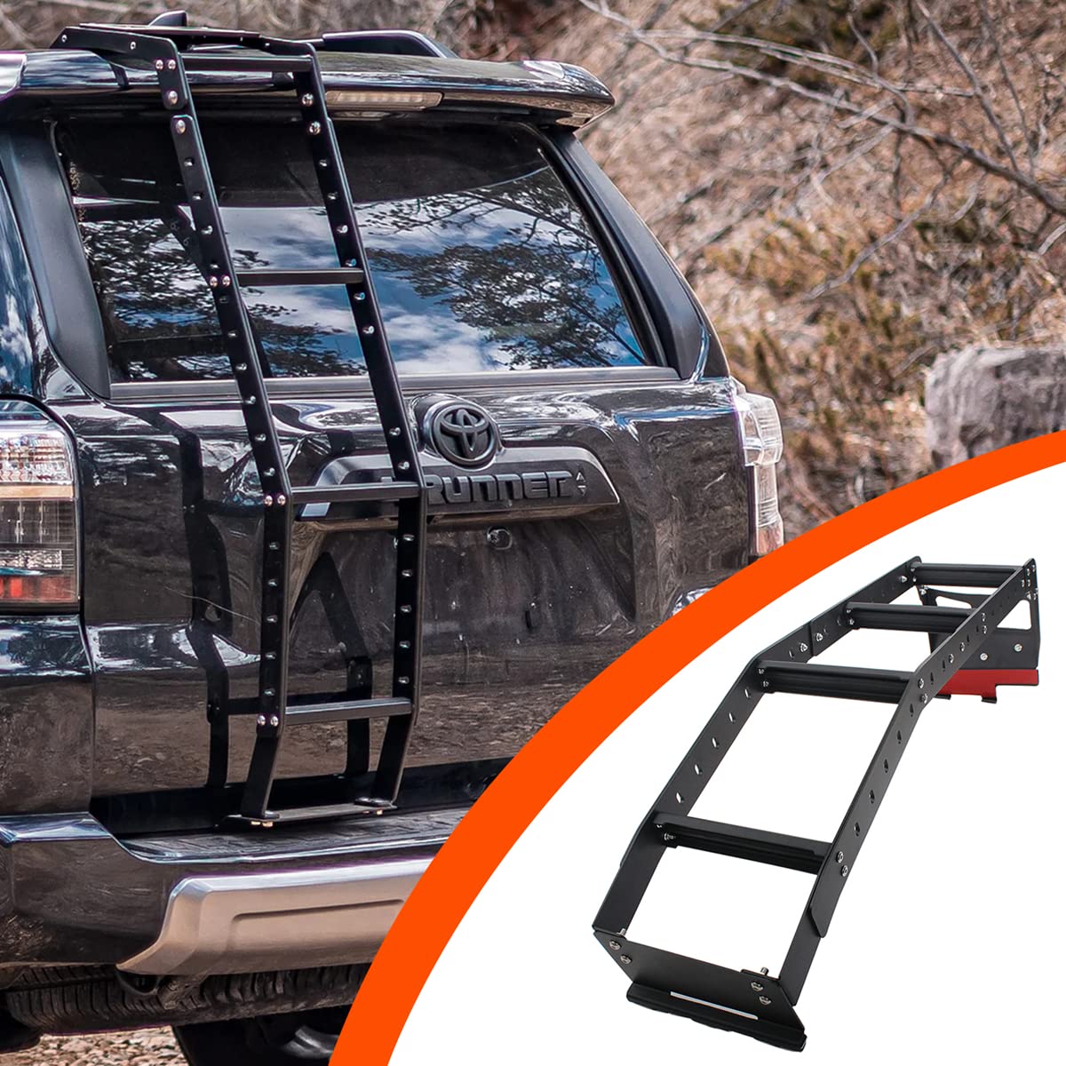 ハッチラダー トヨタ 4Runner 2010-2020に対応 ブラック 厚みのあるアルミニウム合金 4ランナーアクセサリー / 5th Gen / 2010+