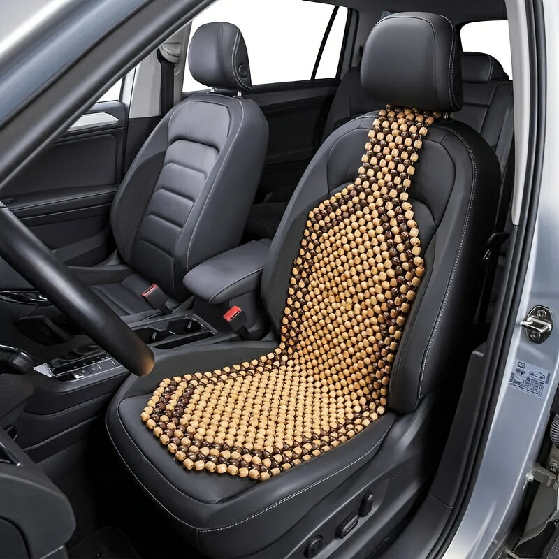 1pc カー ウッドビーズ シートクッション、四季に対応した自動車用シートカバー、カーアクセサリー