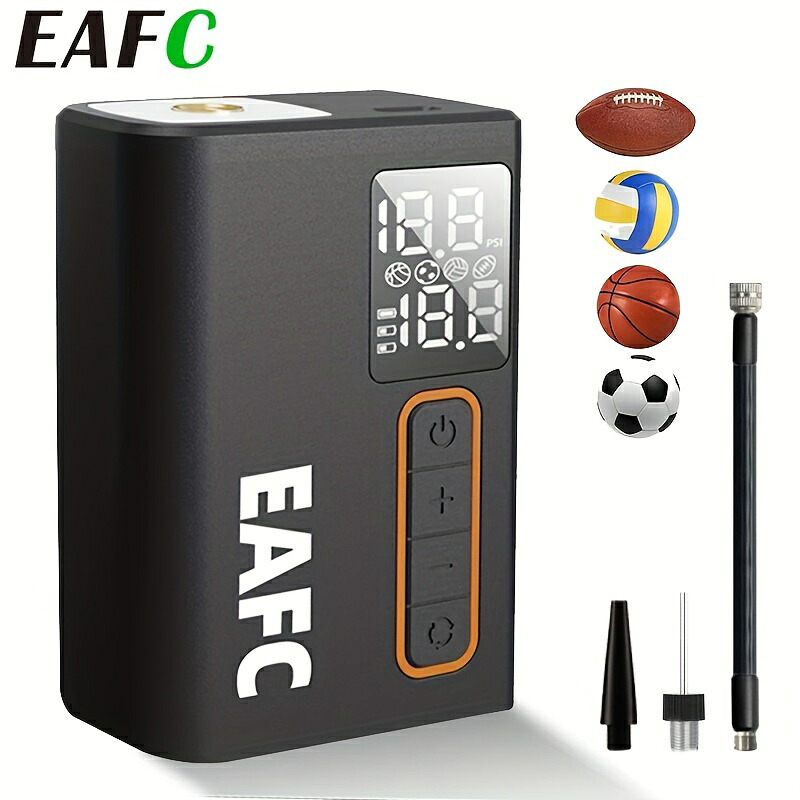 EAFC 電動ポータブルエアポンプ アメリカンボールニードル付き 多機能ボールポンプ バスケットボール フットボール バレーボール 電動ワイヤレスポンプ
