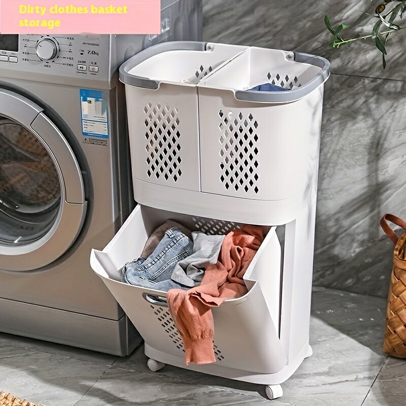 汚れた衣類用大型ランドリーバスケット - モダンなプラスチック製収納オーガナイザー、バスルームやベッドルームに最適 - ホーム整理ソリューション、1個