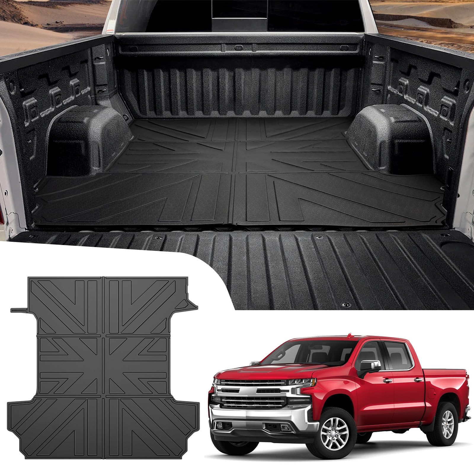 トラックベッドライナー 2019-2024 シボレー シルバラード/GMC シエラ 1500 6フィート ベッドマット TPE 全天候型トラック ベッド フロアライナー 2023 2024 シボレー シルバラード/GMC シエラ 1500 クルーキャブアクセサリー