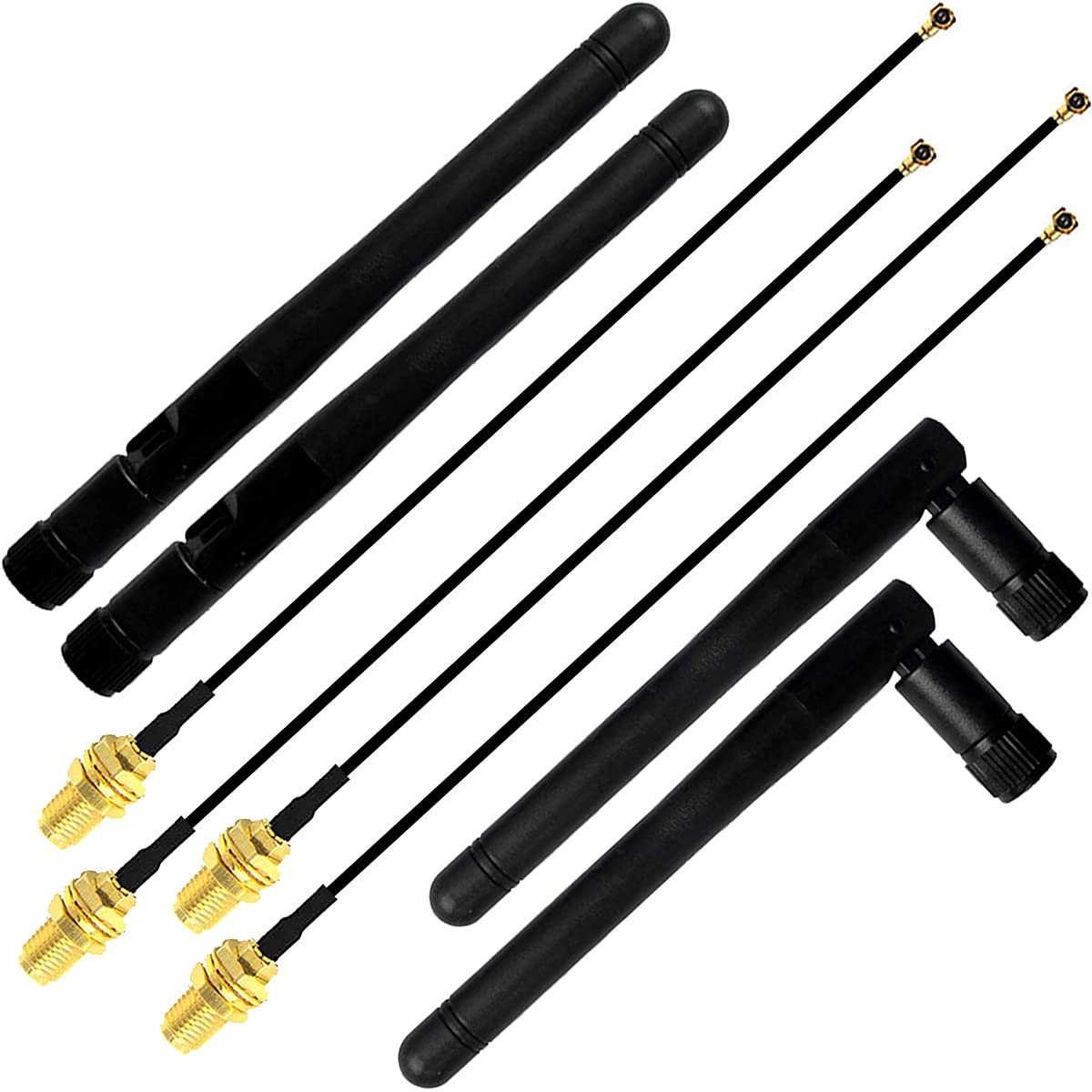 Wifiアンテナピグテール、SMAオスコネクタアンテナ取りひろげる有線テレビ、U.FL IPEX IPX MHF MHF2刃針取りひろげる有線テレビ、ワイヤレスネットワークルーター用3dBi 2.4GHzWiFi空中線SMA牡