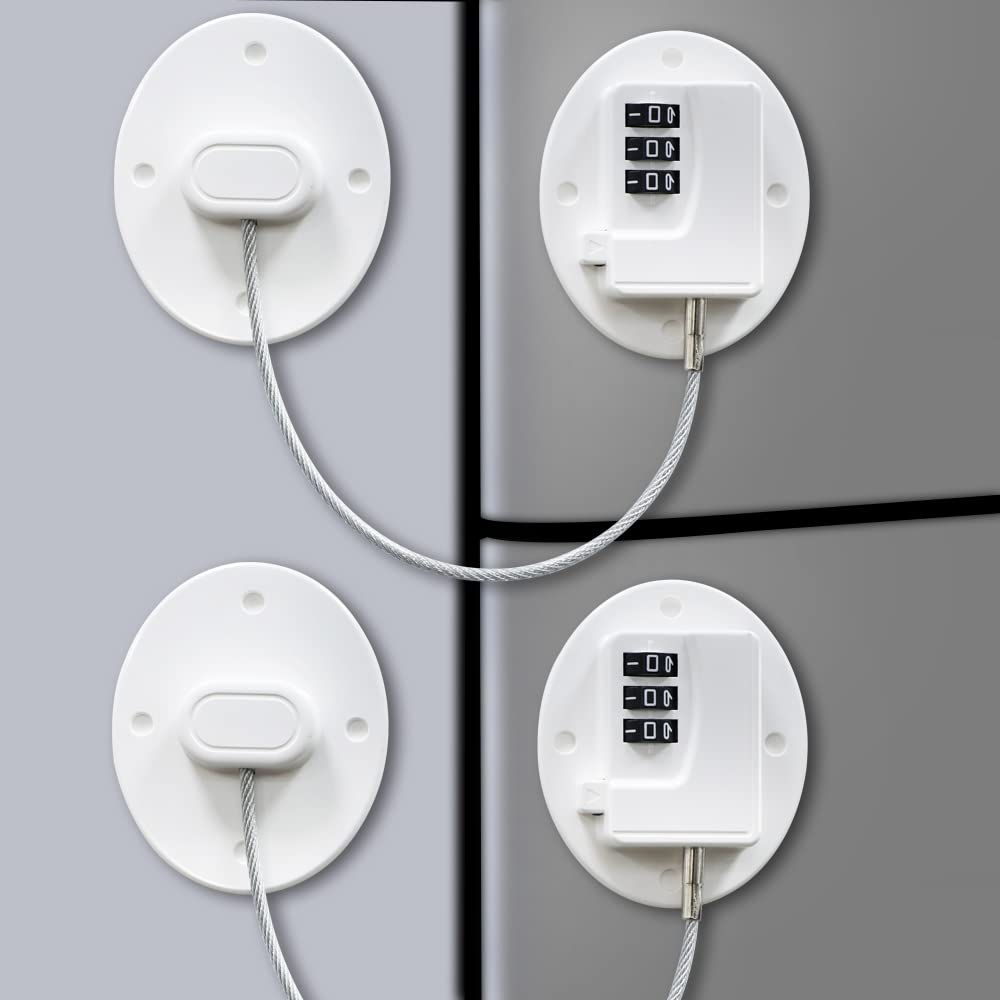冷蔵庫ロックコンビネーション 2個パック 冷蔵庫ロック 大人用 ミニ冷蔵庫ロック 子供用冷蔵庫粘着ロック 冷凍庫ドアロック 子供に安全 キーレスデジタル冷蔵庫ロック 子供に安全