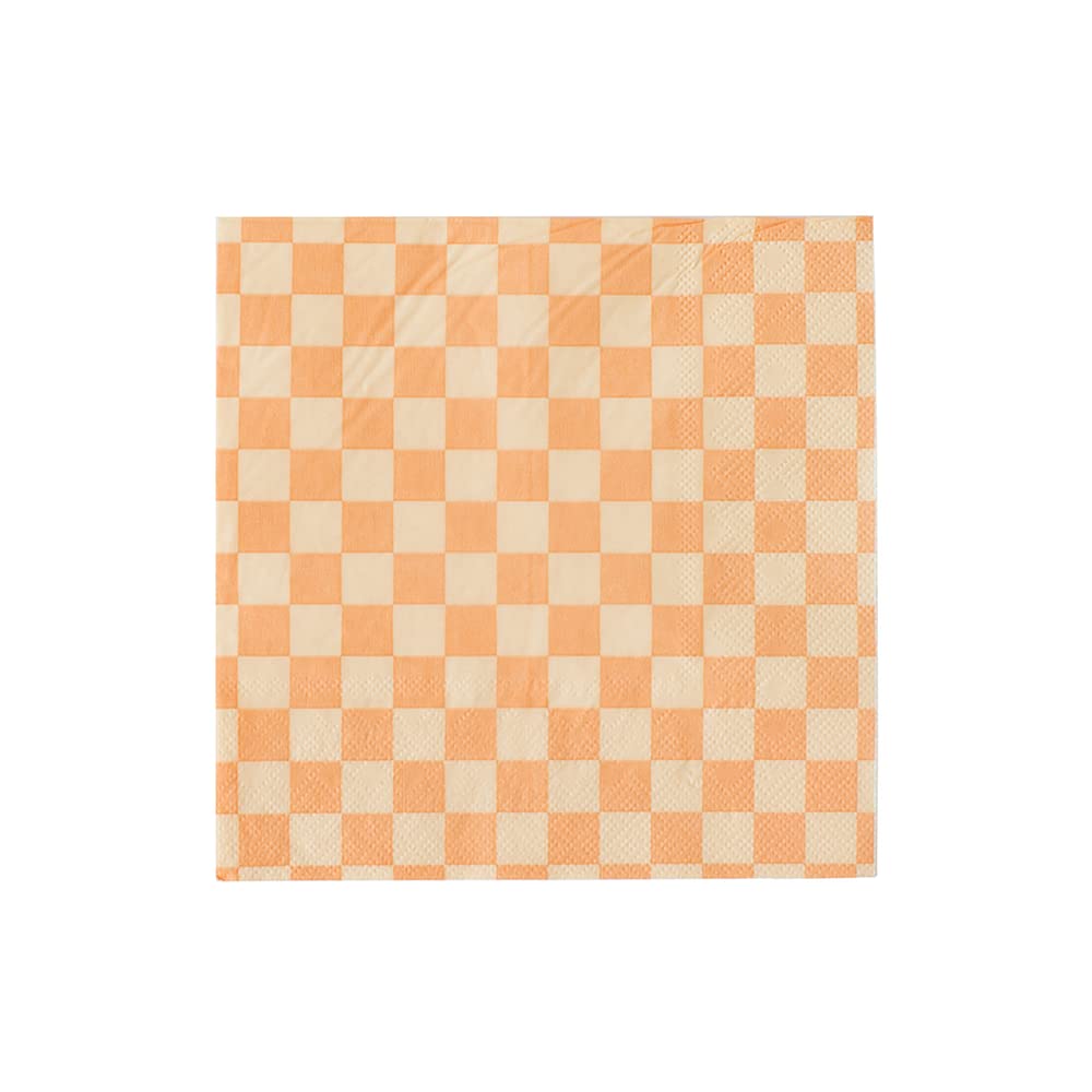 パーティー用品 | Check It! ピーチ&クリーム カクテルナプキン | ベビーシャワー 記念日 夏会 誕生日デコレーションに最適 | 紙 20枚パック