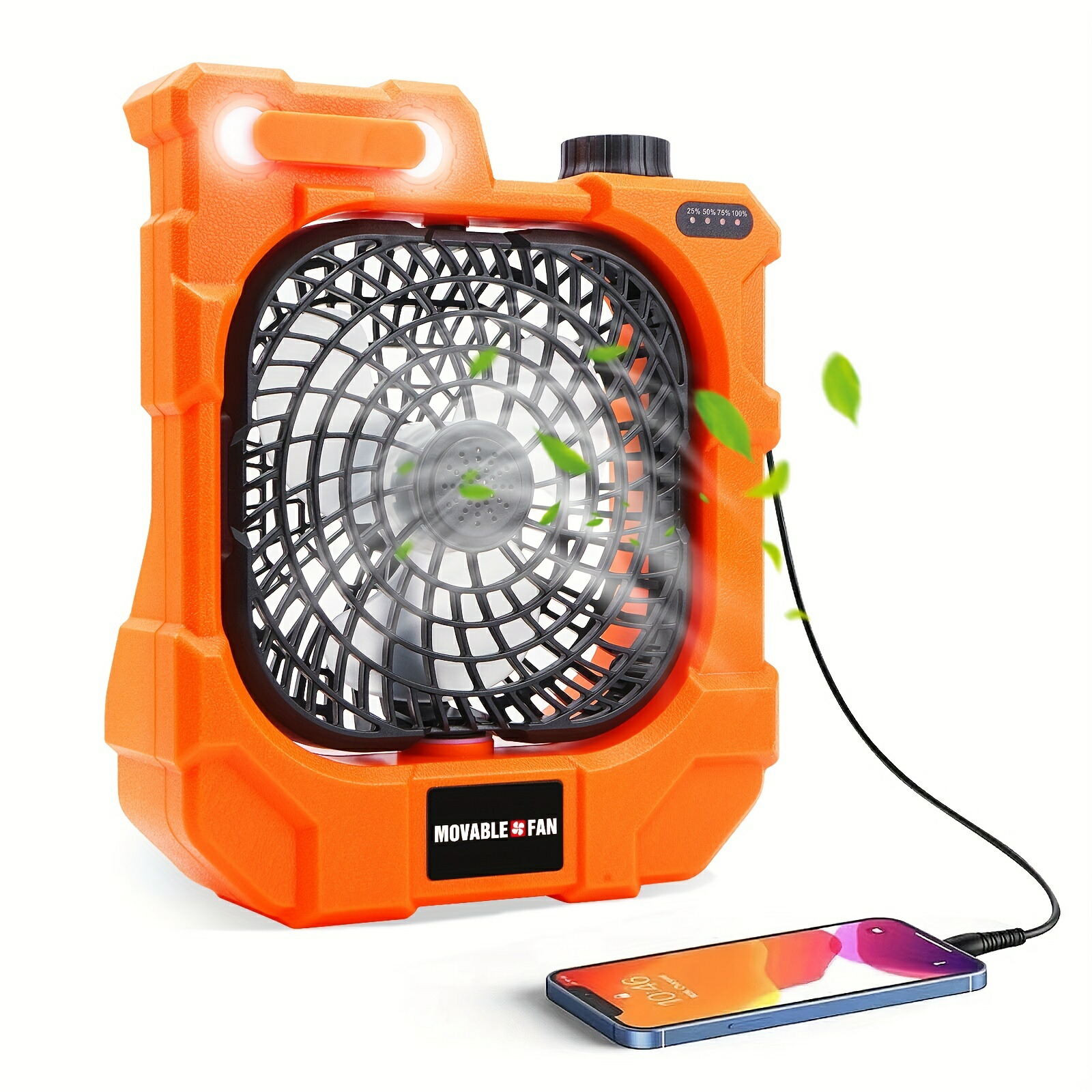 【楽天市場】USB充電式キャンプテントファン、10400mAhバッテリー駆動、LEDライトと270°自動回転、ポータブルキャンプファン、屋外