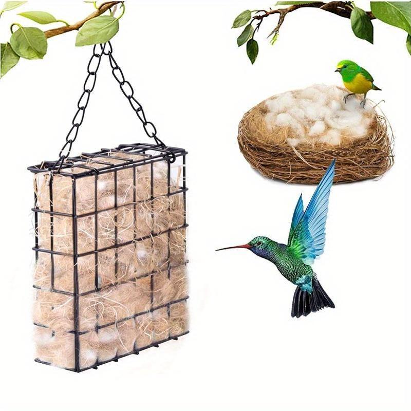 快適なハチドリの巣作りキット - 屋外野鳥用の黒いグローブ吊り下げバードハウス、綿素材付き.