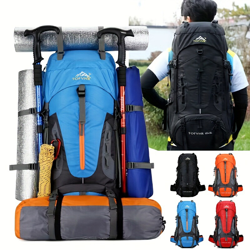70L 大容量バックパック、多機能荷物バッグ、アウトドア旅行ハイキングキャンプスポーツに最適