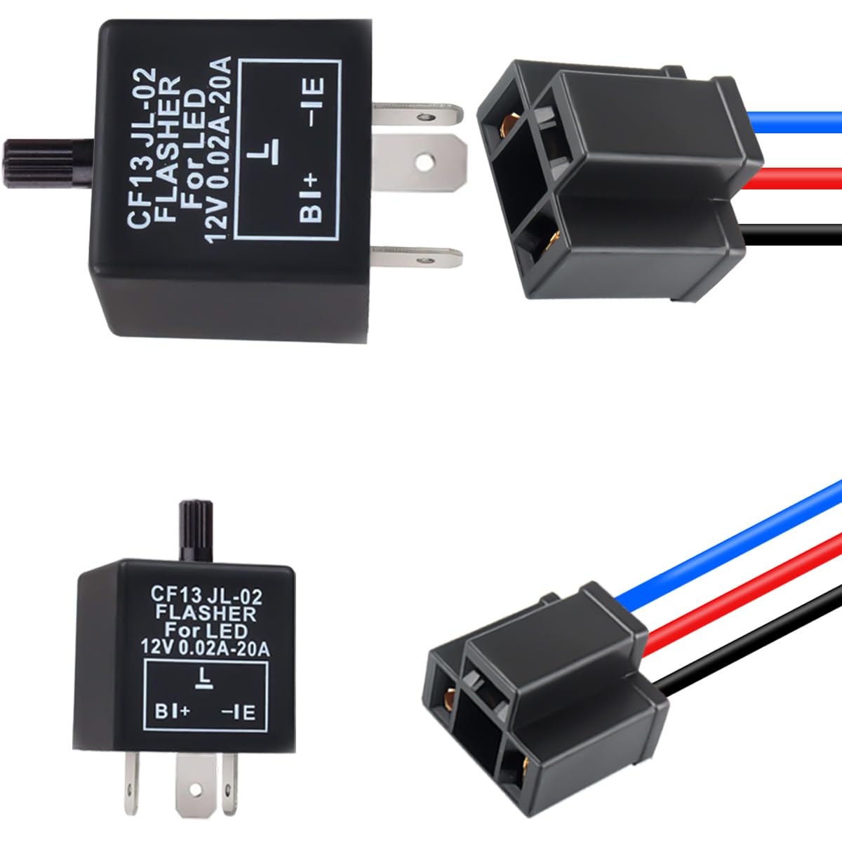 DAOAKI LEDの点滅装置のリレー、CF13-KT 12V DC 3ピン調節可能な表示器リレー、車車のオートバイの方向指示器のための電子点滅装置の単位- 2PACK