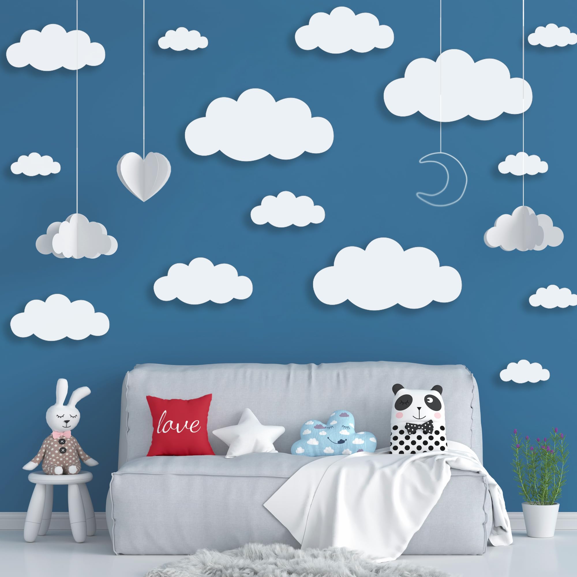 Big Clouds ウォールステッカー 取りはらい能力のある DIY 大型 ビニールステッカー 自分自身へばり着く壁紙 リビング御部屋 保育園 小わっぱ みどり児 小わっぱ お坊っちゃん 御嬢さん 寝部屋 かざり付ける 老人ホーム芸術 壁画 12月