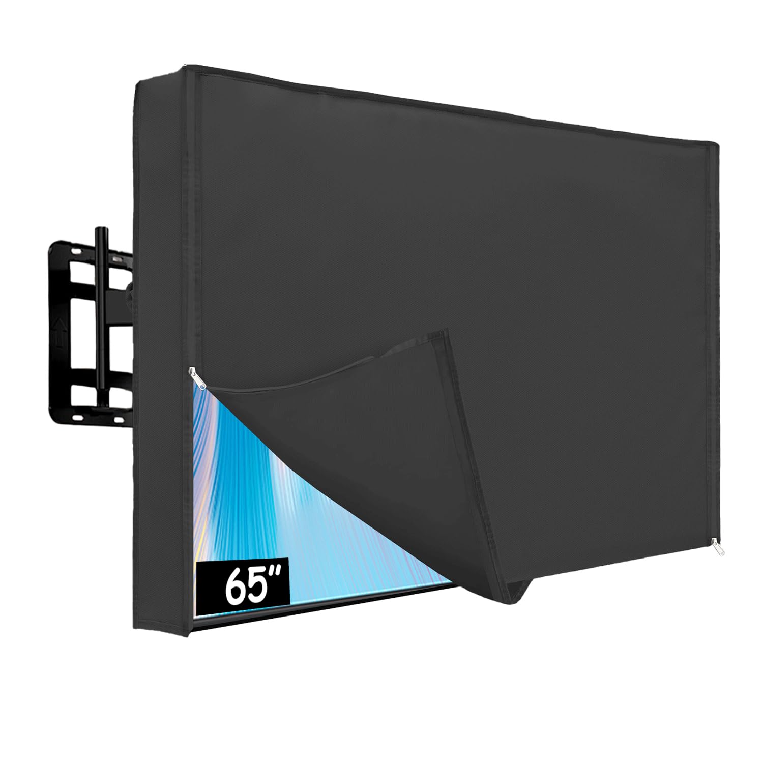 King Mills 60-65インチ 屋外用テレビカバー - 防水および全天候型保護 屋外テレビ用 600D生地 頑丈な外装カバー パティオ用 ほとんどの65インチテレビマウント&スタンドに対応