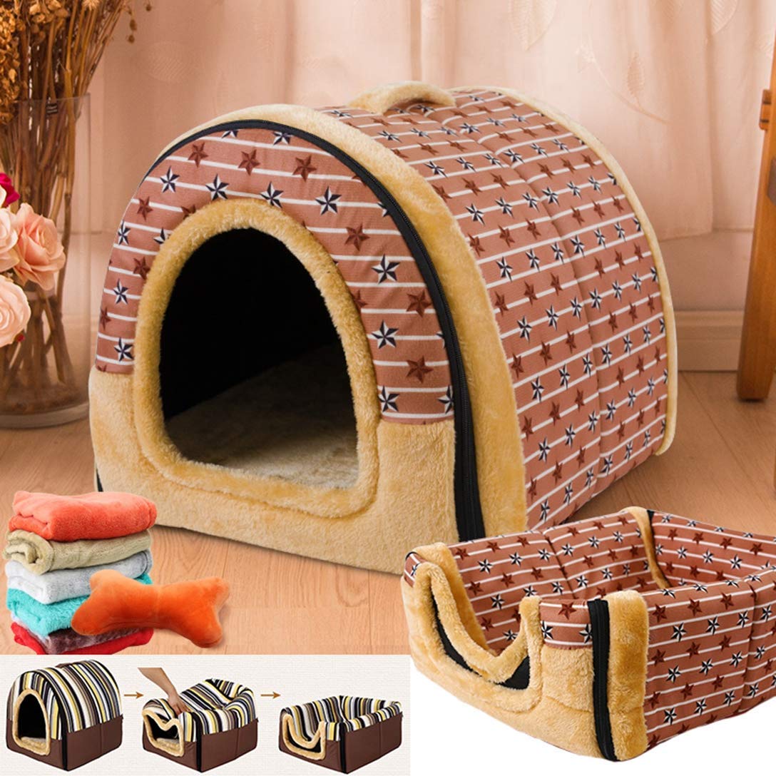 ペットベッド ドーム型 ペットハウス 2way 犬猫用 室内用 オールシーズン ふわふわ クッション付き 犬小屋 屋根付き 猫 テント おしゃれ 洗える 折りたたみ可 寝床 冷暖房 ホットカーペット対応 ペット用品 小型犬 ベッド m