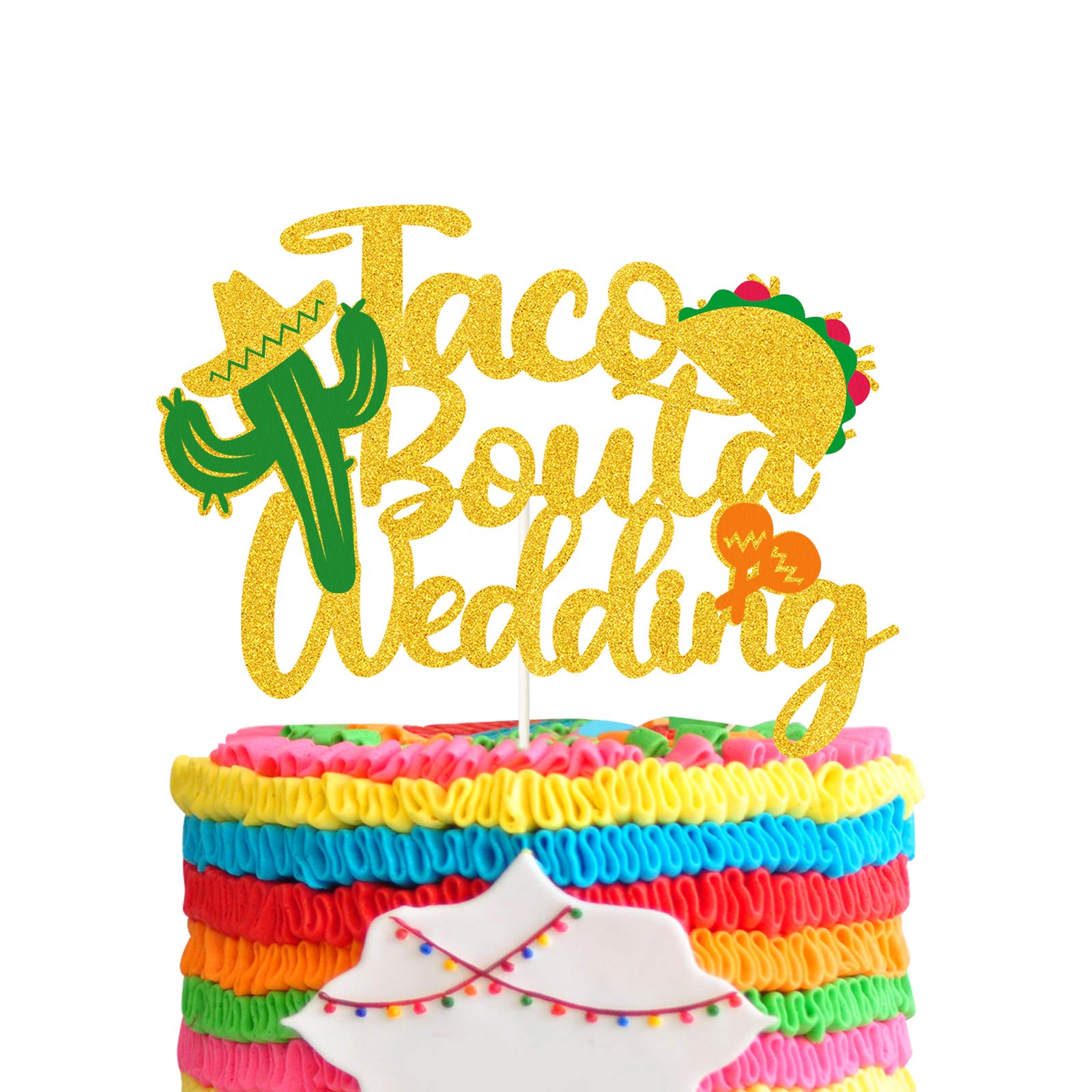 Taco Bout a Wedding ケーキトッパー タコスバナー フィエスタ 婚約パーティー バチェロレッテパーティー ウェディングシャワーパーティーデコレーション|いいものばかり