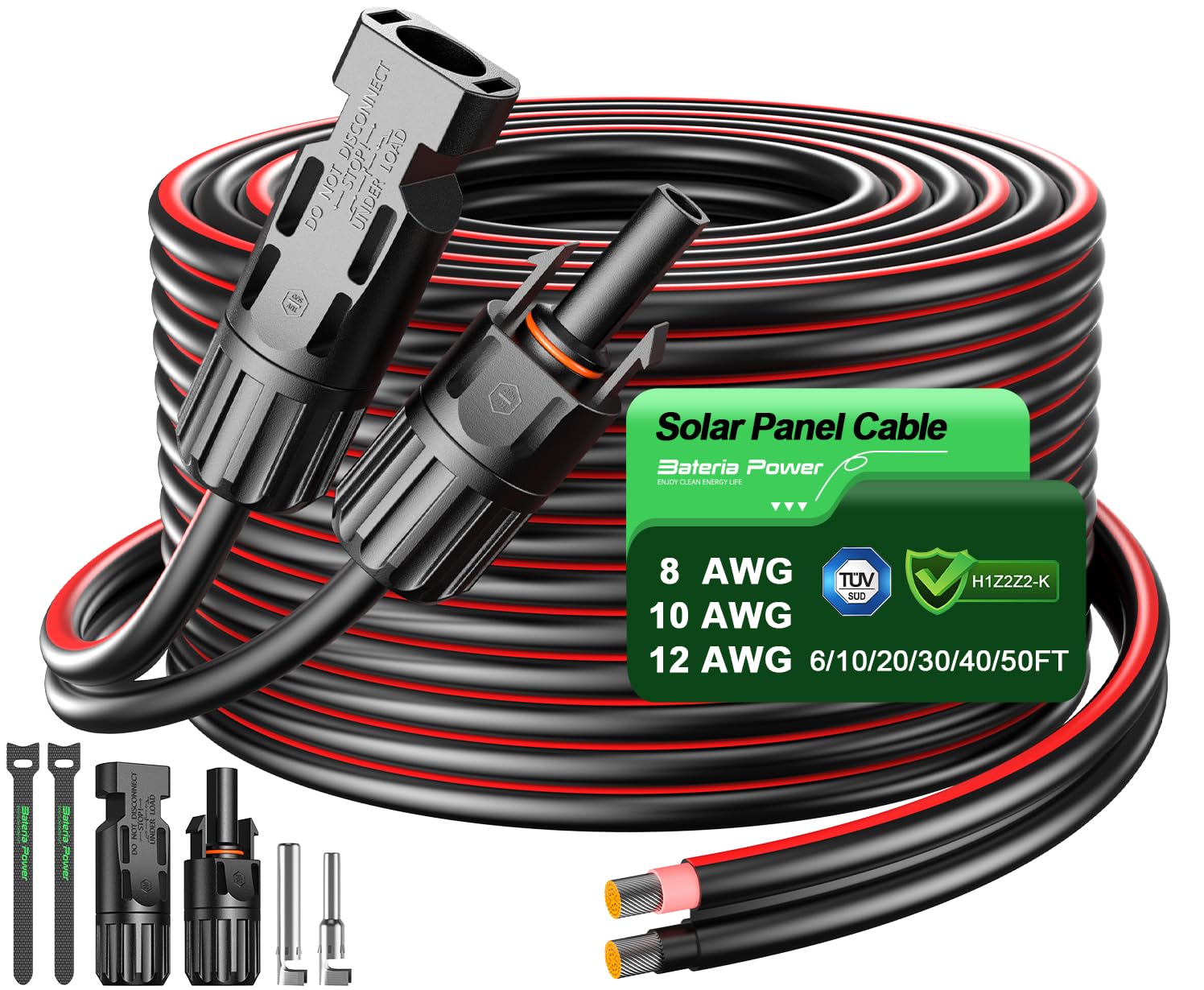 フィート 12AWG ソーラーパネル延長ケーブル 6mm? ツインワイヤーコンダクター パラレルソーラーワイヤーアダプターキット 防水メス&オスソーラーコネクタ付き RV、船舶、太陽光発電システム用