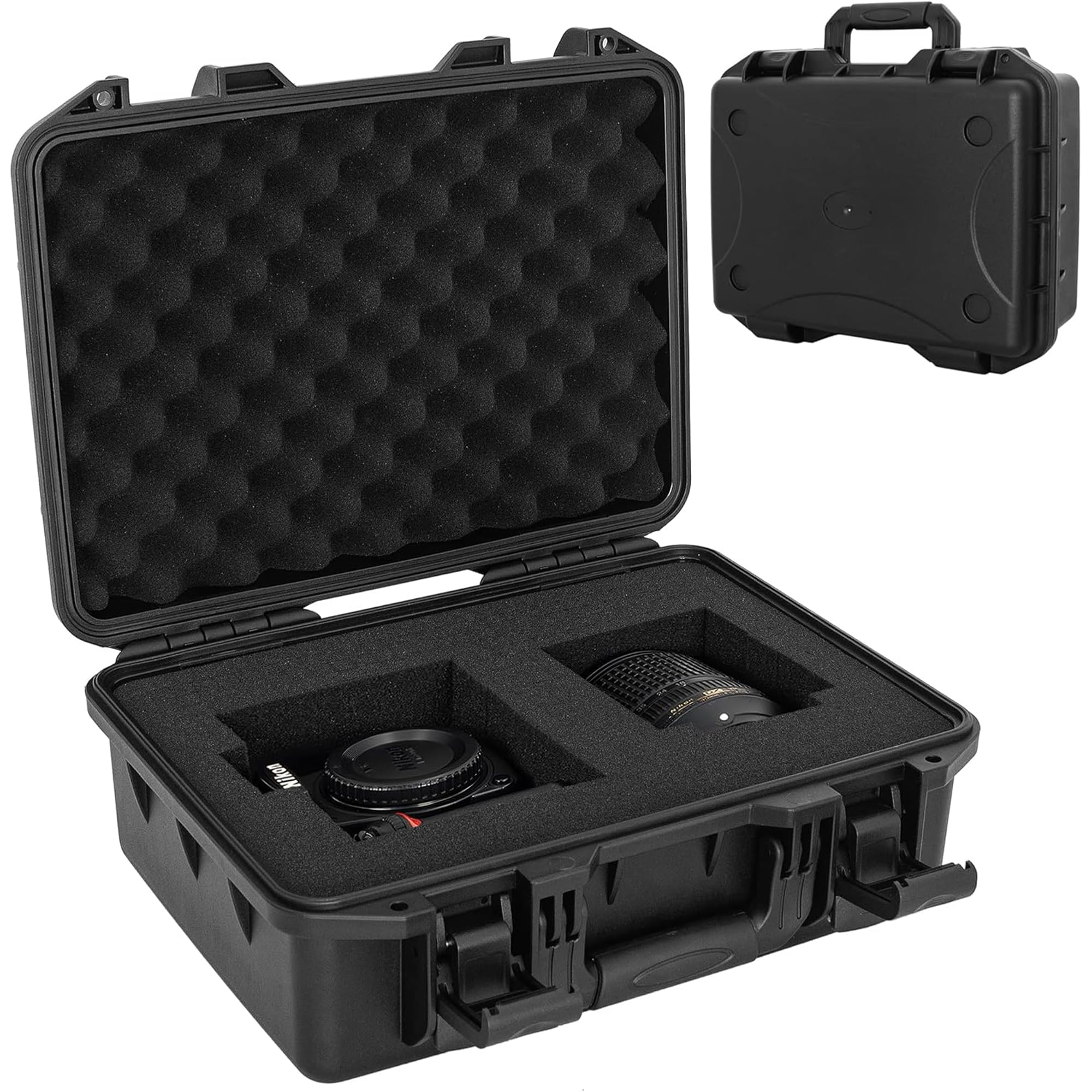 IP67防水耐衝撃ツールボックス付きハードケース マイク、ドローン、カメラ、機器、ポータブル収納ケース用、16.5x13x7インチ