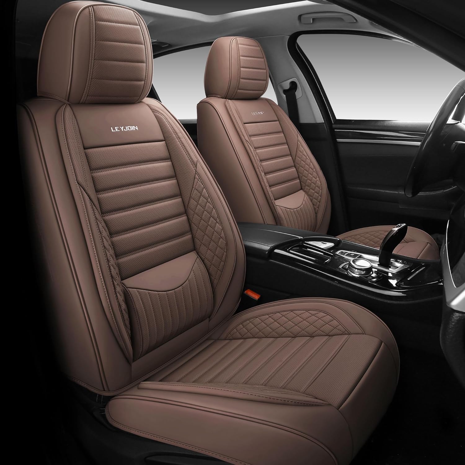 フェイクレザー フロントカーシートカバー なめし革ネットボール 乗用車座布団押しかぶせる 車/SUV/貨物自動車用 ユニバーサル相応う 乗用車室内装飾付属物 (赤銅色 向こう正面ありの実) その他-日用品雑貨・文房具・手芸