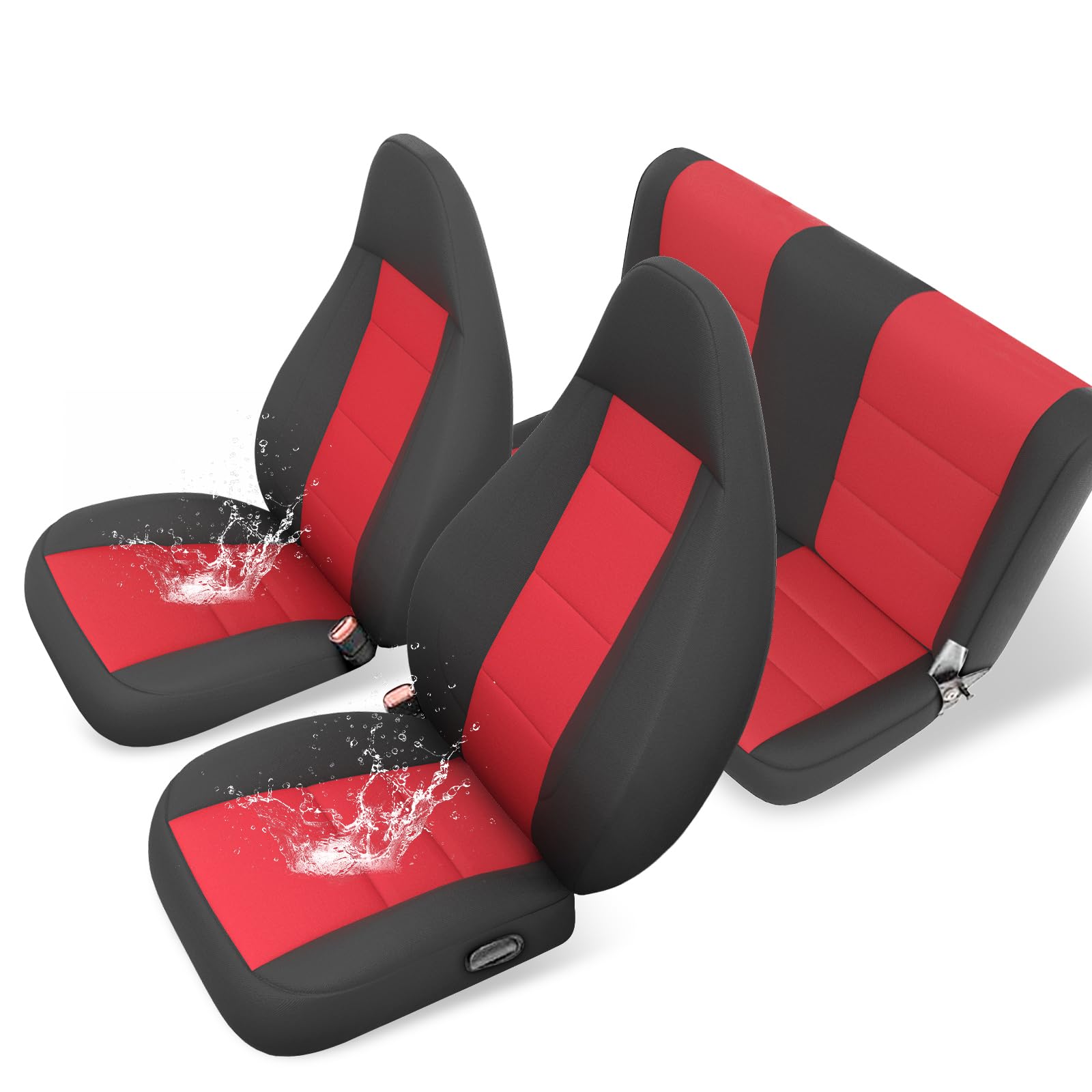 カスタマイズフルセット ネオプレン カーシートカバー ジープラングラー TJ 2003 2004 2005 2006、フロント/リア、防水、ブラック + ブルー