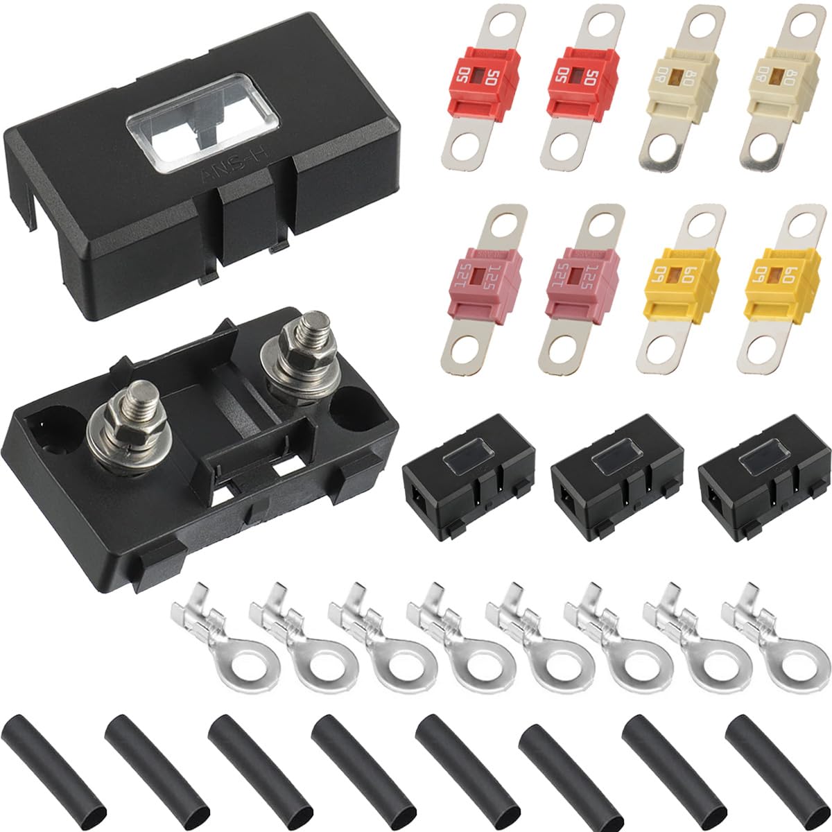D の中間ヒューズのホールダー、車のための 2pcs 60A Amp の高い現在のボルトオンの中間ヒューズが付いている 2 つの PC ANS 車のヒューズのホールダーはトラック車をキャラバン農業機械運転します