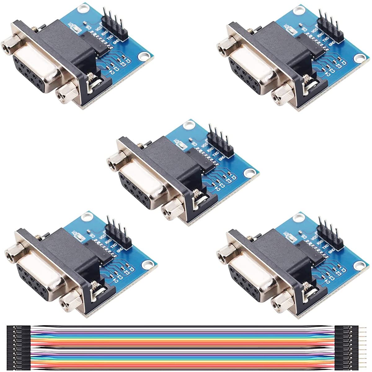 Y 5個 RS232-TTLモデュールMAX3232 RS232-TTLメスシリアルポートコンバータモジュール DB9繋ぎ3.3V～5V MAX3232伝達ルートモデュール デュポン有線テレビ付き添い人計器引きあげる点数用