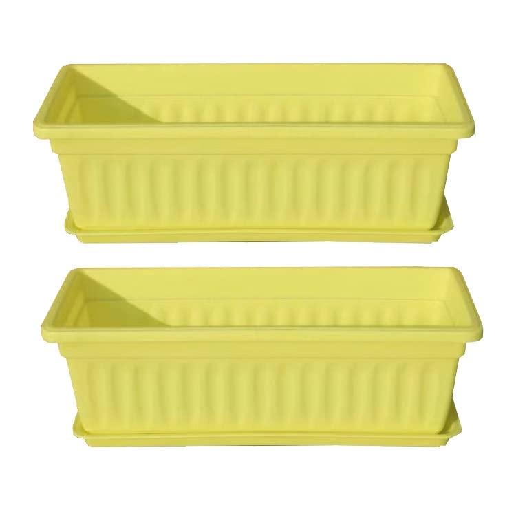 長方形の野菜ポット & トレイ付きプラスチック製長方形 プラスチック プランター & ホーム プランター ボックス & ウィンドウ ボックス プランター, フラワー プランター トレイ付き 窓辺 ガーデン バルコニー 2 パック (Color : Bronze, Size : 43*18*16cm)|いいものばかり