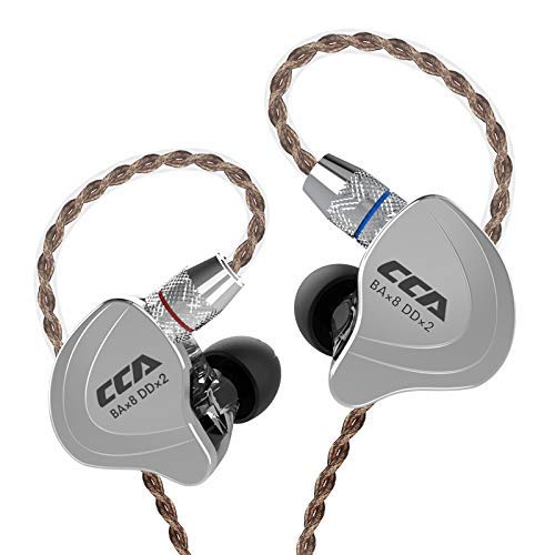 CCA C10 インイヤーヘッドホン インイヤーモニター HiFi 1DD 4BA ハイブリッド 5ドライバー インイヤーイヤホン 亜鉛合金シェル 樹脂キャビティ 有線イヤホン 0.75mm 2ピン 金メッキ 取り外し可能なケーブル付き (ブラック、マイクなし)｜いいものばかり