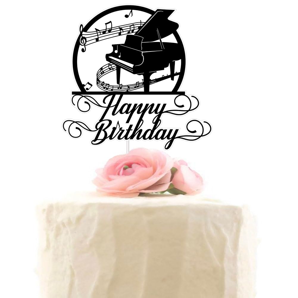 洋琴 心うれしい誕生日 西洋菓子トッパー 快い音音符 西洋菓子飾りもの 快い音ほれ込む家主題メロディ 生まれ落ちる日寄り合い装置 楽器演奏者 西洋菓子爪 ブラックグリッター
