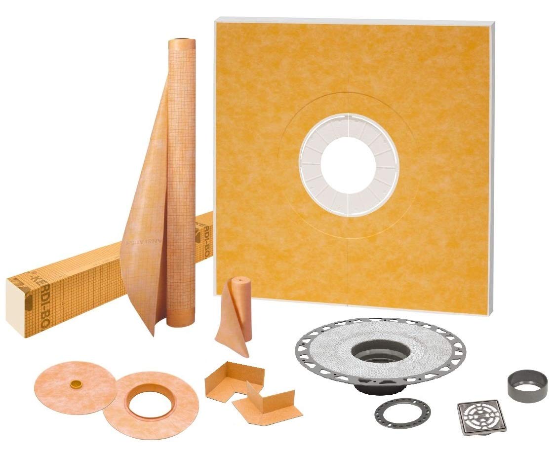 取り合わせkk122pvce Kerdi 48-inch X 48-inch PVCシャワー一揃いの道具withステンレススチールドレイン