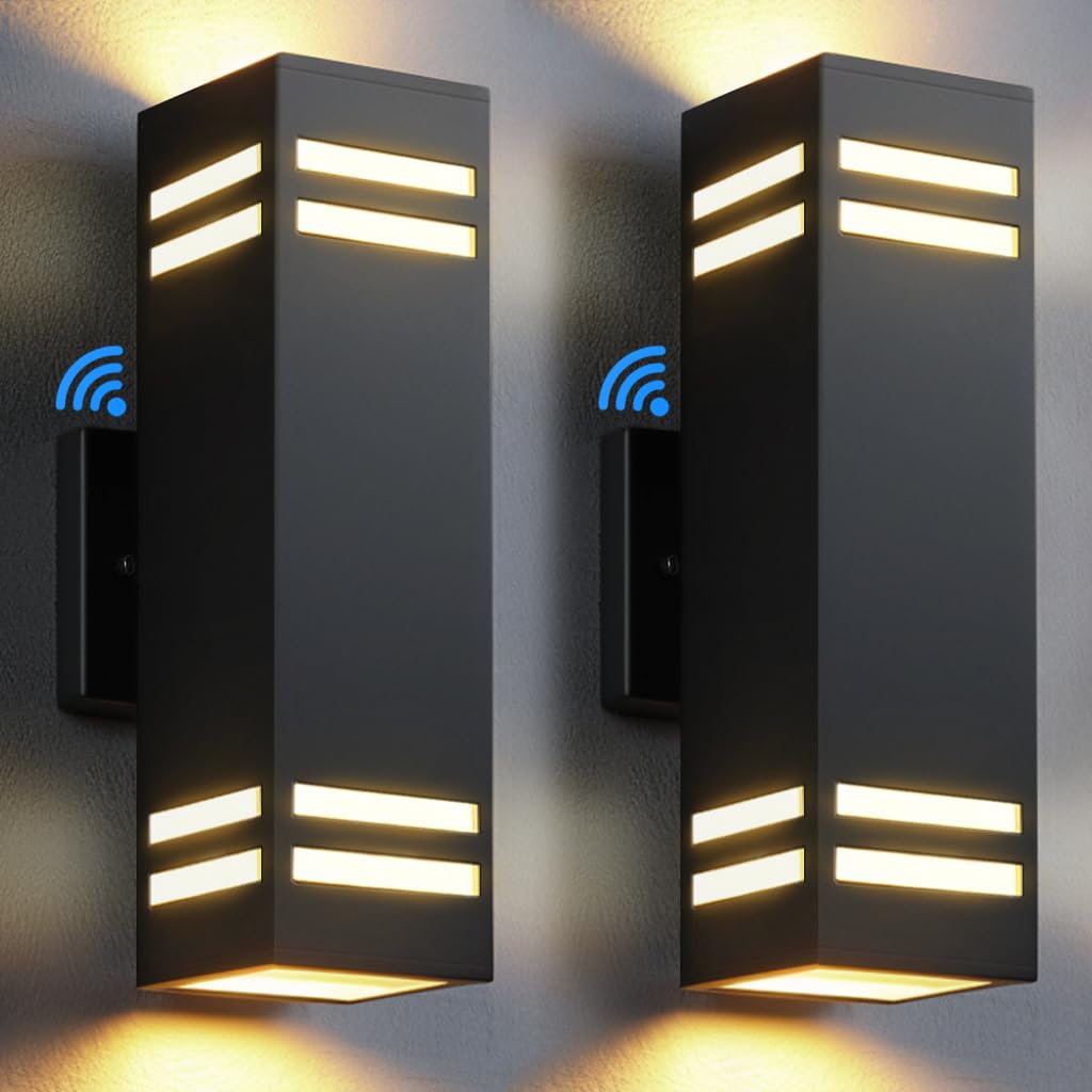 SHIMR 屋外用ウォールライト 夕暮れから夜明けまで 2個パック ETL認定屋外照明器具 壁マウント アルミニウム 防錆 上下 屋外ライト ハウス ポーチ ガレージ パティオ用 LED電球付き