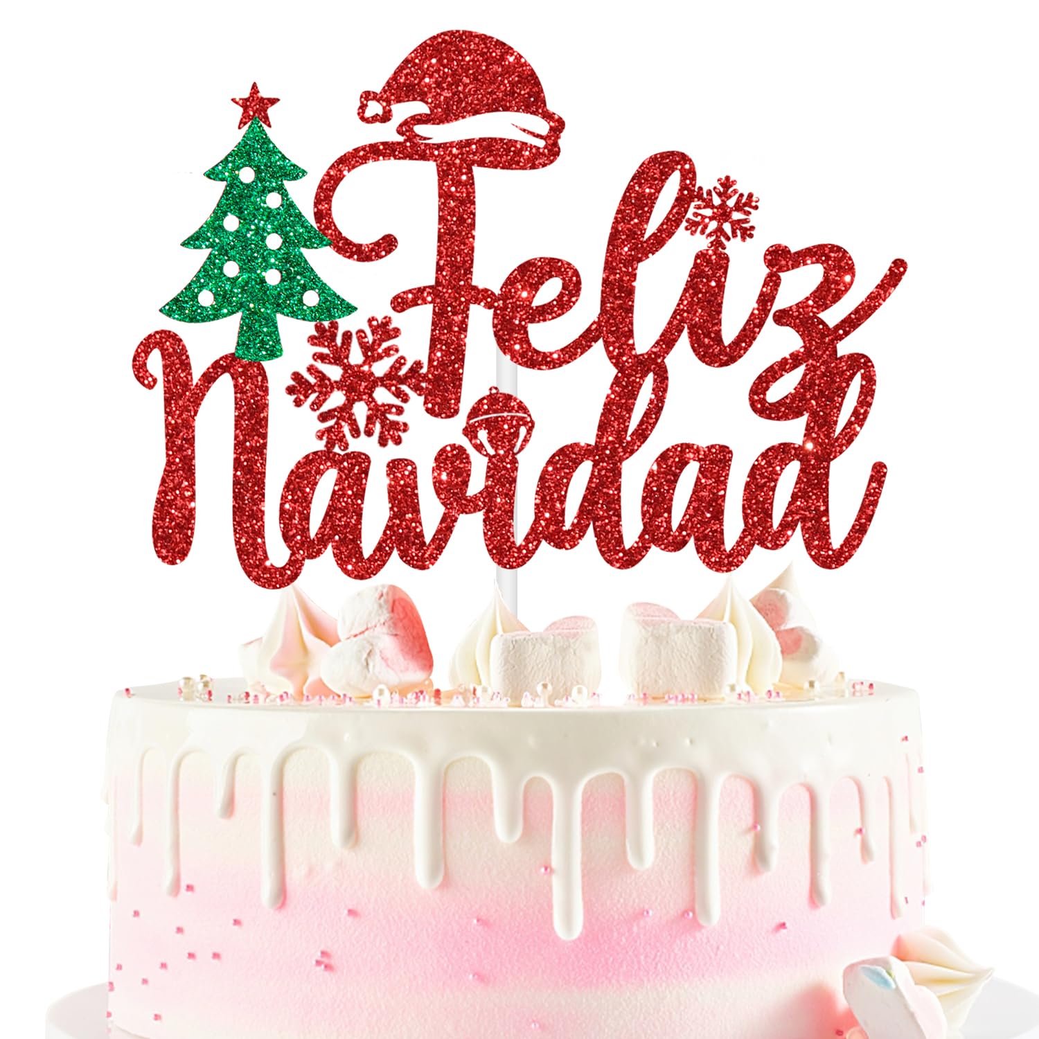 Feliz Navidad ケーキトッパー 冬 メリークリスマス ホリデー テーマ ハッピーバースデー ケーキデコレーション キラキラクリスマステーマ 子供 大人 誕生日パーティー デコレーション用品