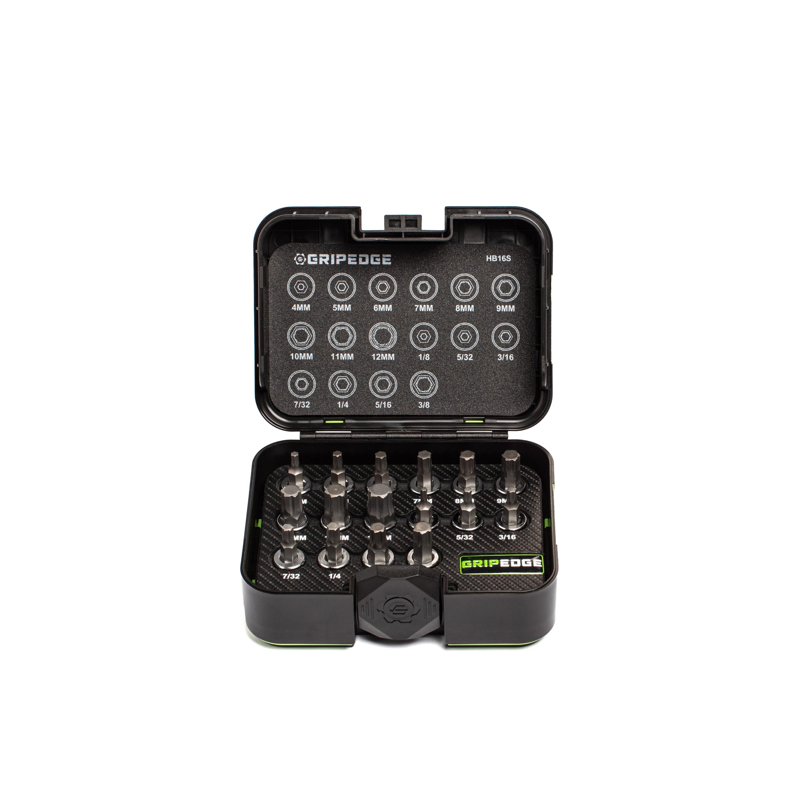 GRIPEDGE Tools | 16個 - R.P.T. 六角１番ウッド仕掛ける | 大きさ 4-12粍 \u0026amp; 1/8-3/8in | 3/8in 運転 | S2スチール写真製 | フォームインサート付き添い人プレミアムプラスチックケース嘱する |