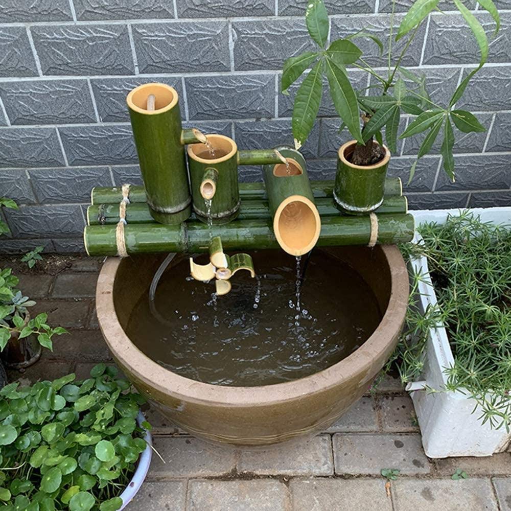 竹の噴水の装飾竹の噴水の水機能庭の装飾ポンプ滝付きガーゴイル日本庭園屋外彫刻彫像50cm