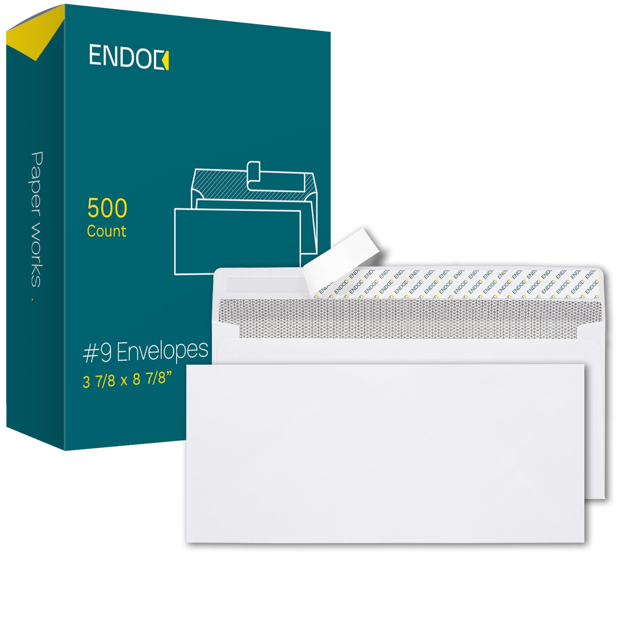 EnDoc 500#9 封筒 セルフシール 3 7/8 x 8 7/8インチ セキュリティ着色ホワイト封筒 請求書や明細書用の窓なし ビジネス用郵送用封筒 9枚はがして封をしない 24ポンドの紙｜いいものばかり