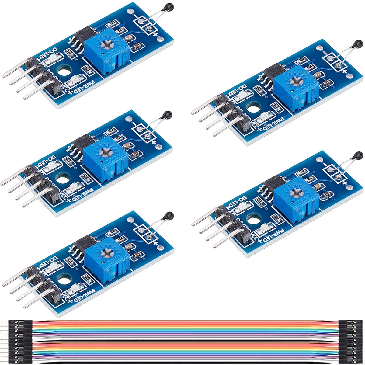 5個 NTCサーミスタモジュールデジタル高感度NTCサーミスタセンサモジュール 4線式 デュポンケーブル付き for Arduino DIYキットfor MCUロボット用|いいものばかり
