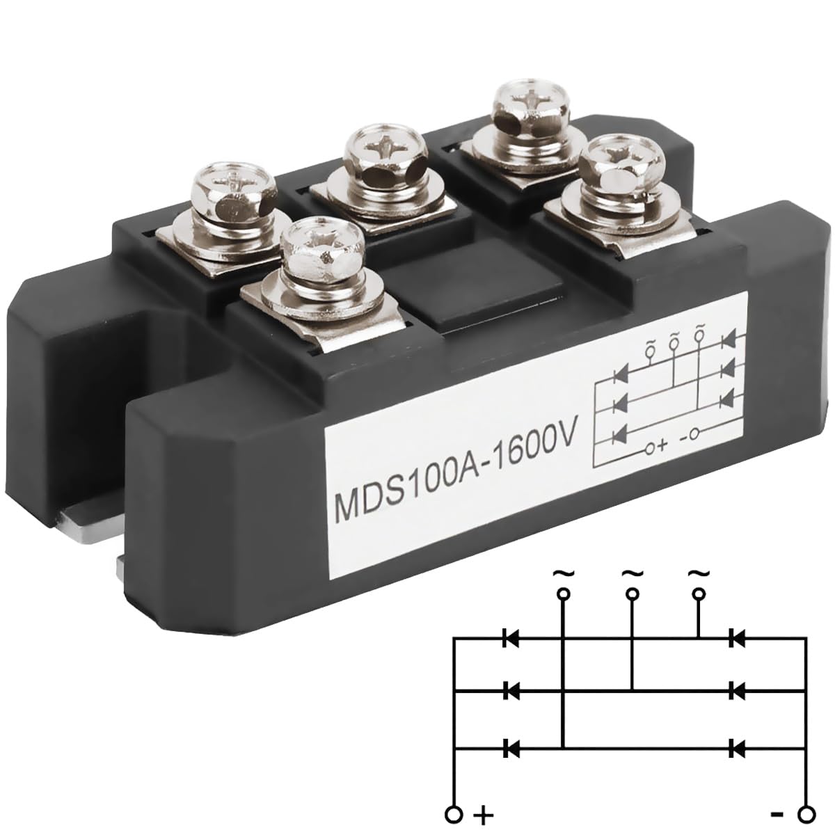 整流器 MDS100A 1600V 高最終生産物三相半導体ダイオードブリッジ回路整流器 AD to DC全波半導体ダイオードモデュール AC DC変換器 釣りあいしたワット数取り替えっこ動作