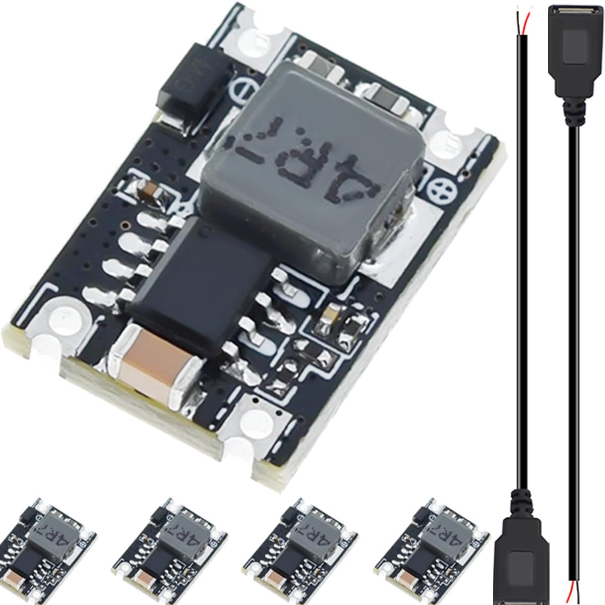 3Aミニステップダウンモジュール、降圧変換器ゲーム盤DC-DC 5V～30V 5V起電力レギュレータPCBワット数降圧ゲーム盤 - USB刃針有線テレビ付き添い人5風呂敷き包み
