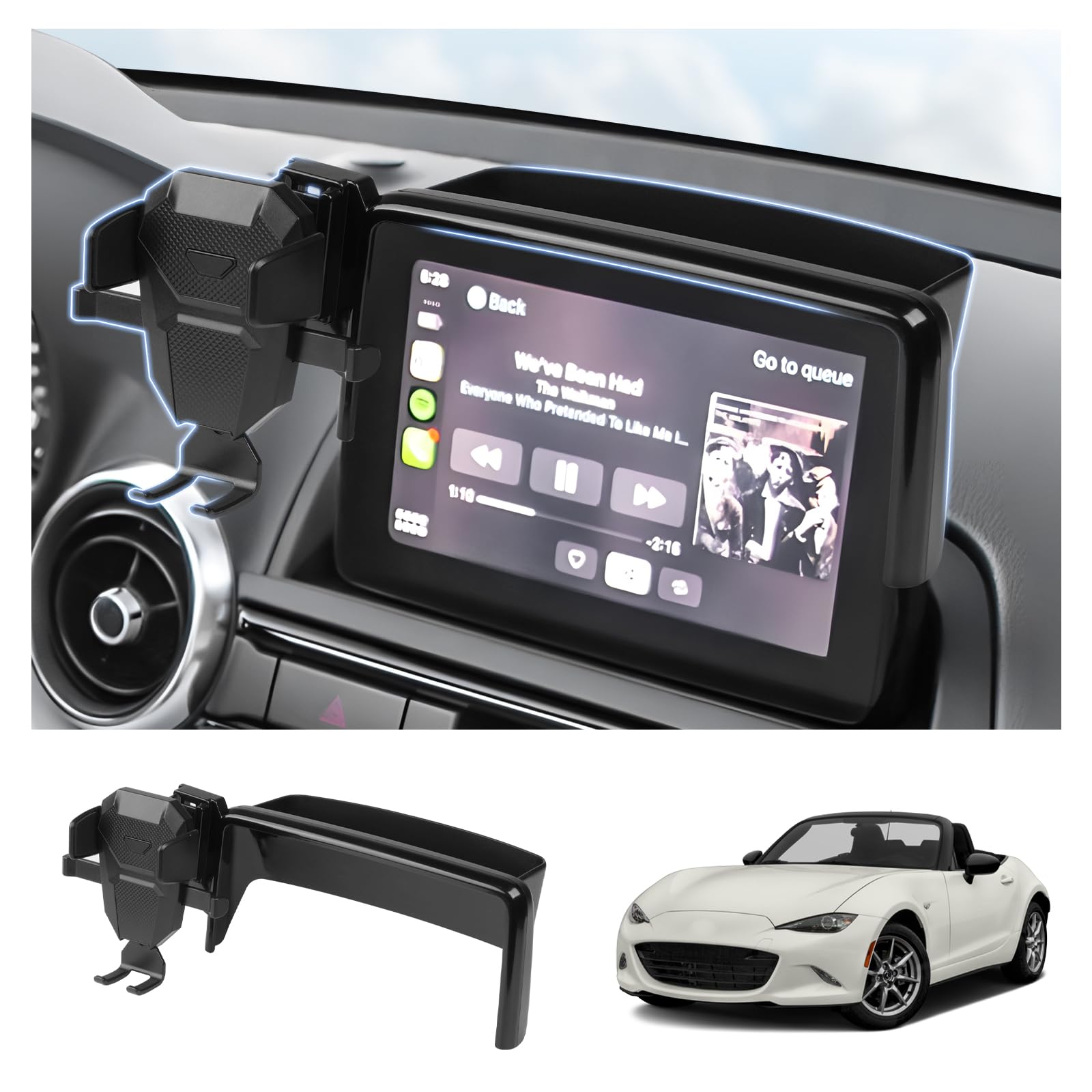 電話を掛ける保持者 マツダ MX-5 Miata 2016-2023/CX-3 2016-2021/マツダ 3 2014-2016 (7inの映写幕に相応う)、CX3付属物用ダッシュオーガナイザー付き添い人電話を掛けるマウント 360度回転させる短距離競走マウント その他-日用品雑貨・文房具・手芸