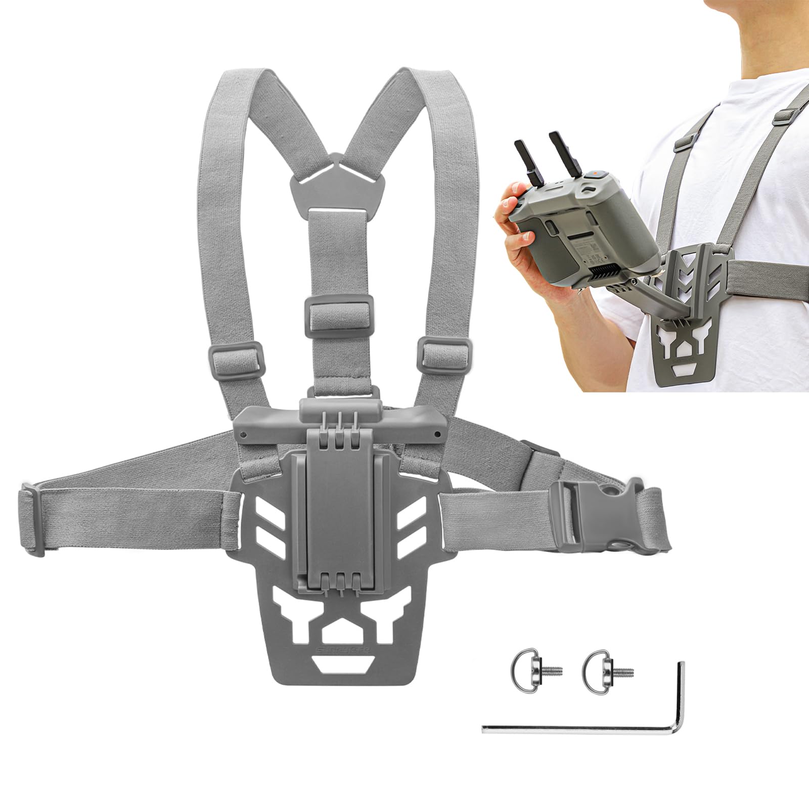 DJI RC 2/1リモコンチェストストラップサポートマウント、Mini 4 Pro/Mini 3 Pro/Mavic 3 Pro/Air 3ドローンアクセサリーリモコンブラケット、フリーハンズウエストサポートマウント(RC/RC2用)。