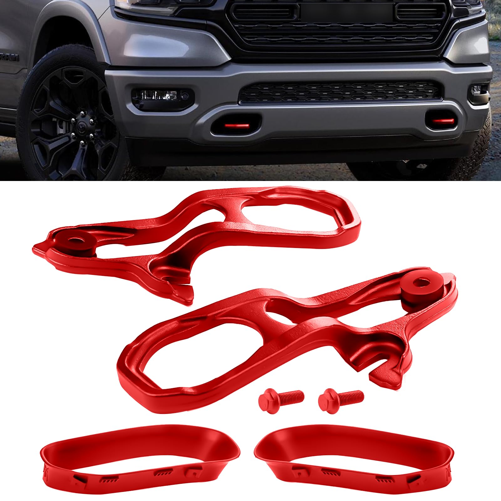 ヘビーデートフロント左右牽引フック ダッジ・ラム1500 DT 3.6L 5.7L エンジン 2019 2020 2021 2022 82268AB 82215268AB 68272945AB 68272945AB 取付ネジ付き レッド 2個パック 37,330円
