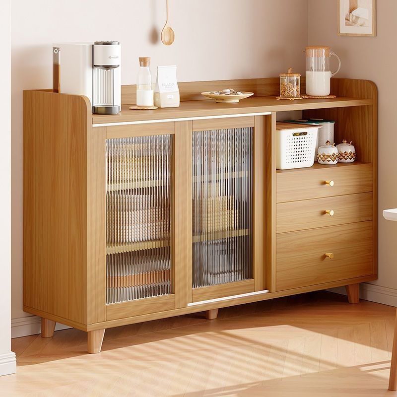 【北欧風】キッチンボード 食器棚 スリム 扉付き キッチンカウンター 大容量 木製 (幅60cm/80cm/ナチュラル) [リビングボード 収納棚 サイドボード 茶水台 パントリー 碗戸棚 ランドリー収納 おしゃれ 送料無料]｜いいものばかり