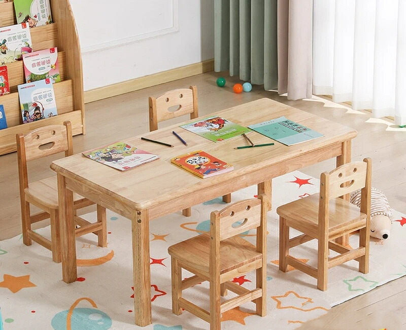 キッズデスク 子供用テーブル セット 実木 木製 子供机 幼稚園 勉強机 椅子セット (パイン材/高さ調整/ナチュラル) [早教 ベビー 読書 手工芸 学習デスク お絵かき 園児 施設 入学祝 1人暮らし]｜いいものばかり