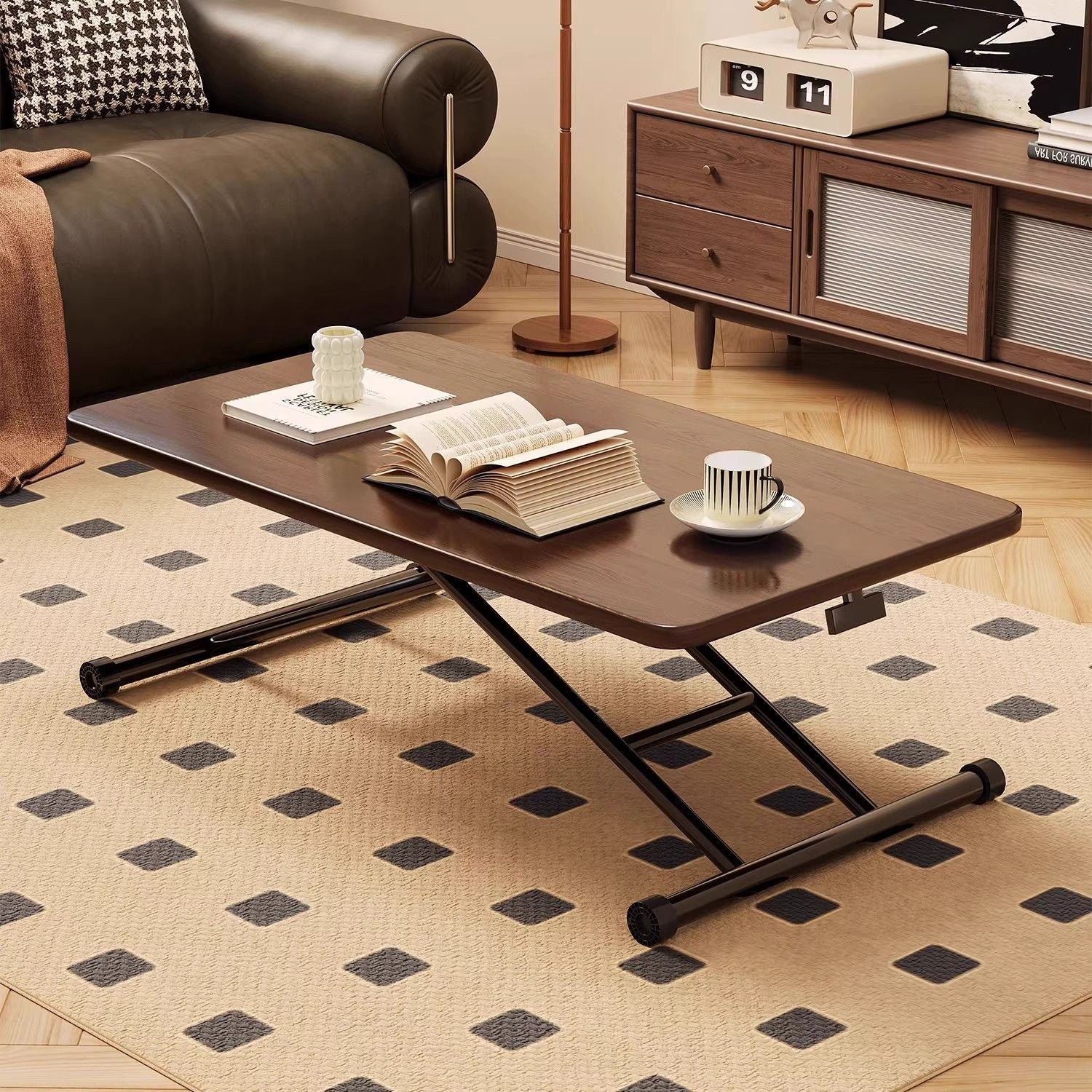 シンプルでモダンな昇降式折りたたみテーブル。ダイニングと食事の両用、家庭用リビングルーム用の小型デスク、書斎用、移動可能な折りたたみデスク｜いいものばかり