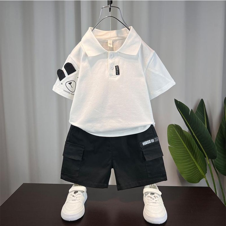 キッズ ファッション 男の子 かわいい おしゃれ かっこいい 韓国 子供服 高級 Tシャツ 半袖 ポロシャツ 夏 トップス シンプル パンツ ボトムス セット｜いいものばかり