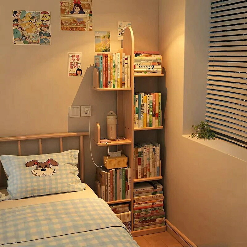 本棚 スリム おしゃれ 仙人掌型 ラック (木製/高さ120cm/ナチュラル) [ブックシェルフ 隙間収納 オープンラック ランドセルラック マガジンラック 漫画 収納 絵本棚 飾り棚 寝室 リビング 子供部屋 北欧 木製]