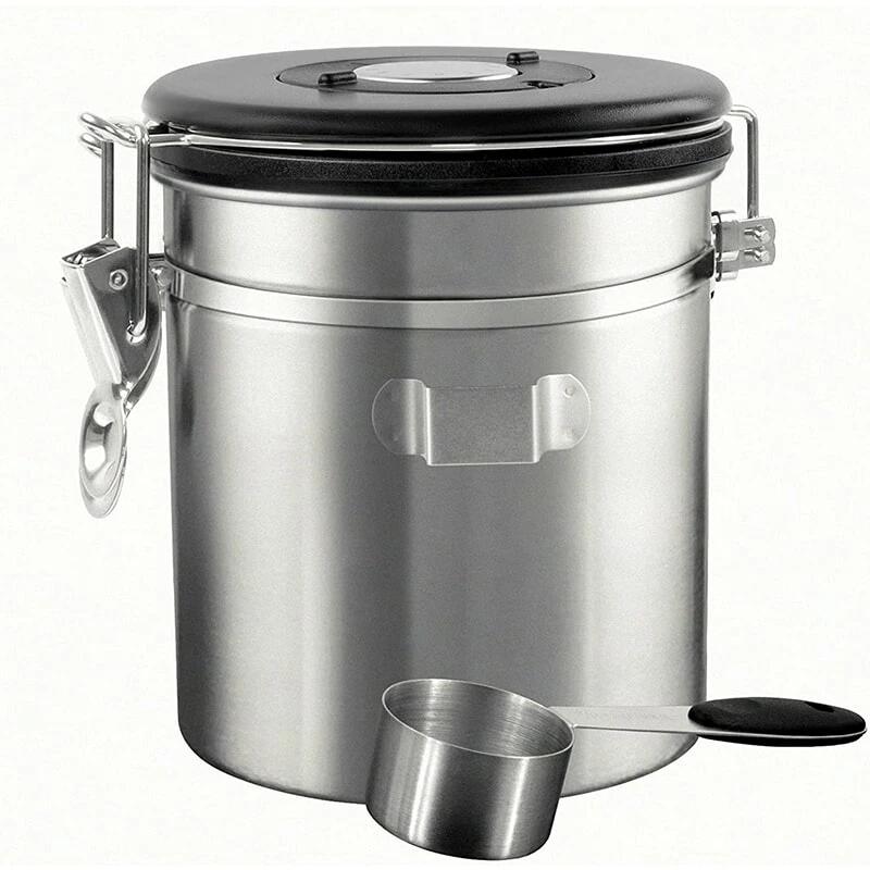 コーヒーキャニスター 御匙付き添い人 ステンレス鋼製 密封入れもの 逢い引き見せびらかす文字盤付き添い人 防湿保護すること缶 珈琲豆 紅茶の葉 禾穀類 食料雑貨類 鮮度守りつづける 保護すること入れもの