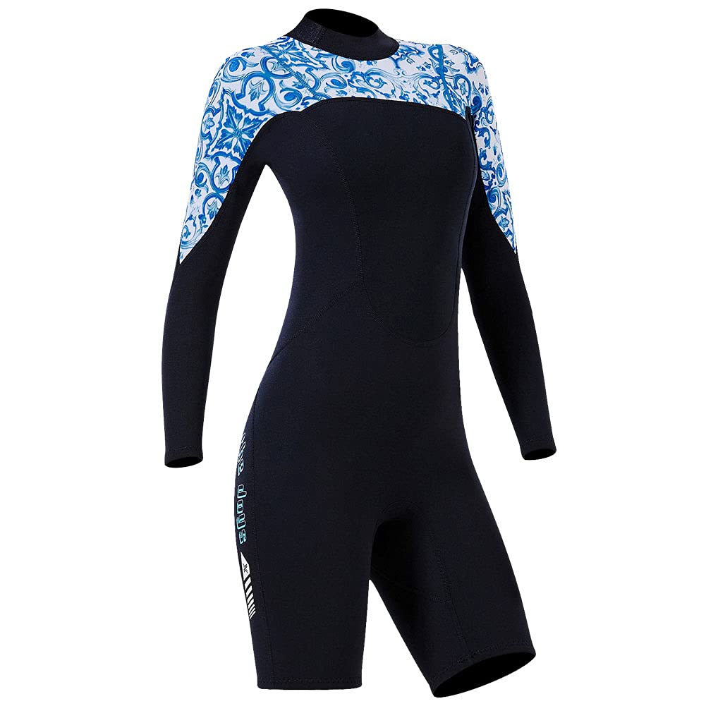 1.5MM ダイビングスーツ ウェットスーツ 男女兼用 ジップ付き メッシュ膝パッド スノーケリング サーフィン用 春夏秋冬対応